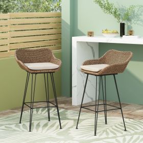 Wicker & Iron Outdoor Barstools (Set of 2)