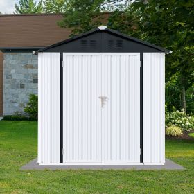 Outdoor Storage Shed 4FT x 6FT Apex Roof White-Black