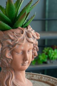 Brown Head Bust Cement Outdoor Patio Planter