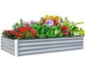 Galvanized Raised Garden Bed 8x4x1 ft - Outdoor Metal Planter Box