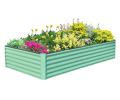 6 x 3 x 1.5 Ft Green Galvanized Metal Raised Garden Bed For Vegetables