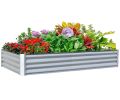 6x3x1ft Galvanized Metal Raised Garden Bed (Silver)