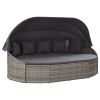 Rattan Outdoor Lounge Bed With Canopy & Cushions