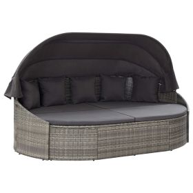 Rattan Outdoor Lounge Bed With Canopy & Cushions