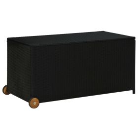 Patio Storage Box Black 47.2"x 25.6"x 24" Poly Rattan