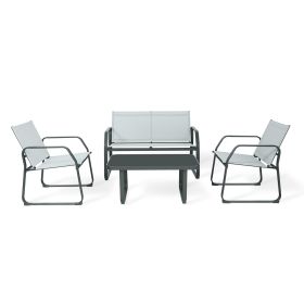 Upland 4 Pieces Patio Furniture Set Outdoor Furniture Set Textilene Bistro Set Modern Conversation Seating Group - JYZ3004F