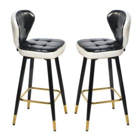 Jinsi Nan Leather Bar Stool 360 Rotating Bar Stool with Backrest and Foot Pedals for Bars, Kitchen, Dining Room, Living Room & Bistro