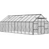 20"x 8" Walk-in Greenhouse With Adjustable Roof, Rain Gutter & Sliding Door