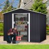 6 x 8 Ft Metal Outdoor Storage Shed With Lockable Sliding Doors & Vents