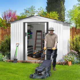 8' x 8' Outdoor Metal Shed With Double Sliding Doors & 4 Vents