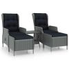3 Piece Garden Lounge Set with Cushions Poly Rattan Light Gray