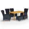 7 Piece Dark Gray Outdoor Garden Dining Set