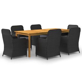 7 Piece Black Outdoor Garden Dining Set