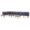 7 Piece Acacia Wood Patio Lounge Set With Cushions