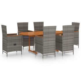 7 Piece Rattan Grey Outdoor Patio Dining Set