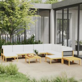 12 Piece Acacia Wood Lounge Set With Cream Cushions