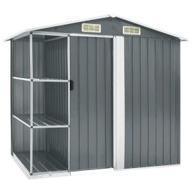 Garden Shed With Rack Gray 80.7"x 51.2"x 72" Iron