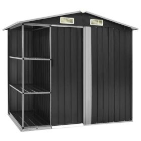 Garden Shed with Rack Anthracite 80.7"x51.2"x72" Iron