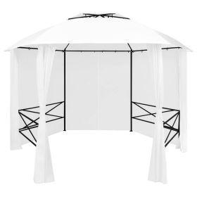 Garden Marquee with Curtains 141.7"x122.8"x104.3" White 0.6 oz/ftÂ²