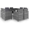 9 Piece Rattan Outdoor Dining Set with Cushions