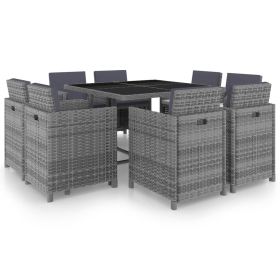 9 Piece Rattan Outdoor Dining Set with Cushions