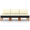 Middle Sofas 3 pcs Poly Rattan and Solid Eucalyptus Wood