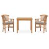 3 Piece Garden Dining Set with Cushions Solid Teak Wood