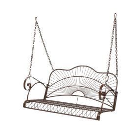 Hanging Iron Porch Swing Outdoor Patio Furniture Chair w/Armrests, Mounting Chains