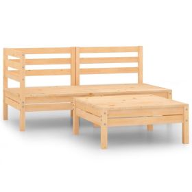 3 Piece Patio Lounge Set Solid Wood Pine