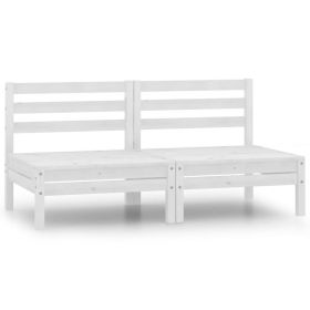 Patio Middle Sofas 2 pcs White Solid Pinewood