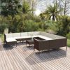 13 Piece Brown Rattan Patio Lounge Set With Cushions