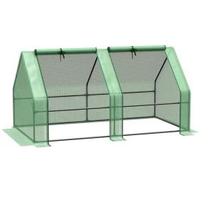 6' x 3' x 3' Portable Tunnel Greenhouse With Large Zipper Doors & Water/UV PE Cover