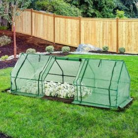 Portable Tunnel Greenhouse Outdoor Garden Mini Hot House with Zipper Doors & Water/UV Cover 9' L x 3' W x 3' H