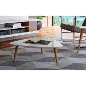 Manhattan Comfort Utopia 17.51" High Triangle Coffee Table with Splayed Legs in White Gloss
