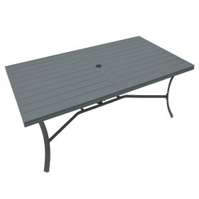 70inch Outdoor Patio Dining Table with Umbrella Hole; 6 Person Metal Square Table for Garden; Backyard and Porch