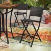 Set of 2 Foldable Faux Rattan Wicker Outdoor Bar Stools | Multi-Brown