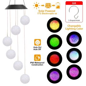 Solar Powered LED Ball Wind Chimes Color-Changing Spheres For Patio Garden Decor