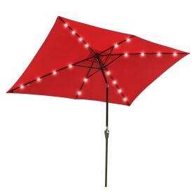 outdoor furniture 10x6.5ft Aluminum Patio Umbrella w/ 20 LEDs Red