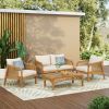 Outdoor 4-Piece Conversation Set - Acacia Wood