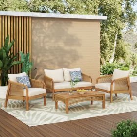 Outdoor 4-Piece Conversation Set - Acacia Wood