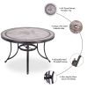 5 Piece Outdoor Dining Set With Sling Chairs & Porcelain Top Table