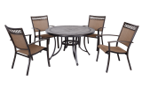 5 Piece Outdoor Dining Set With Sling Chairs & Porcelain Top Table