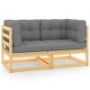 Garden 2-Seater Sofa with Cushions Solid Pinewood