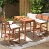 Rectangular Eucalyptus Wood Outdoor Bar Height Dining Table For 4 | 48 x 24 Inch
