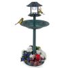 Solar Light Bird Bath With Flower Planter