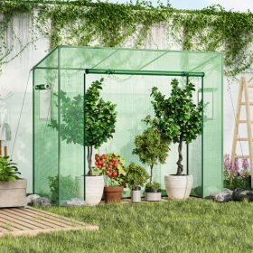 Outdoor Walk-In Greenhouse With PE Cover Metal Frame & Roll-Up Door