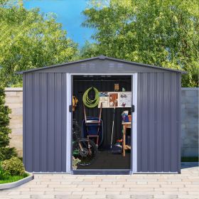 8 x 6 Ft Outdoor Metal Shed With Sliding Doors & Air Vent
