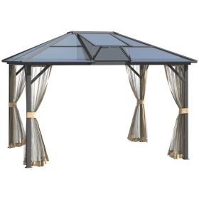 10' x 12' Hardtop Polycarbonate Roof Gazebo With Netting