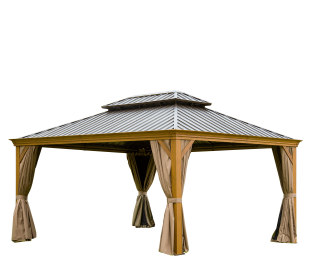 12'x16' Hardtop Outdoor Gazebo With Netting & Curtains