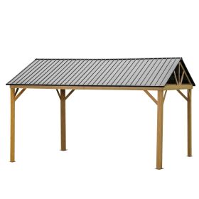 12'x14' Hardtop Galvanized Steel Gazebo With Gable Canopy